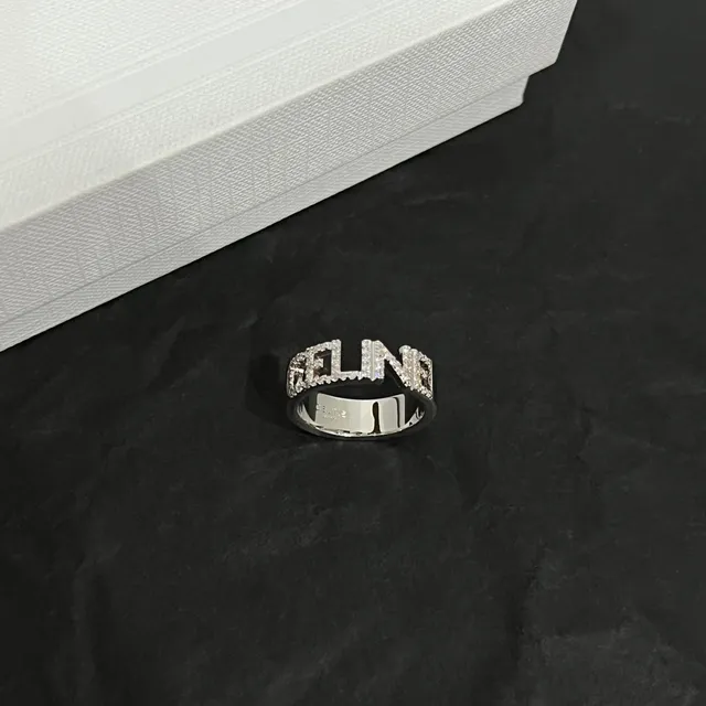 Pavé-Set Letter-Shaped Chunky Ring 6