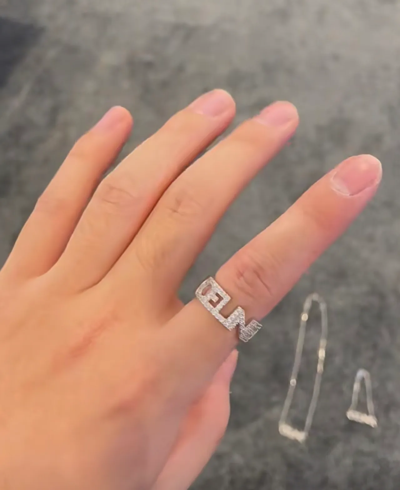 Pavé-Set Letter-Shaped Chunky Ring 8