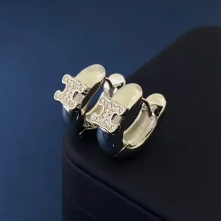 Pavé-Set Logo Motif Hinged Hoop Earrings