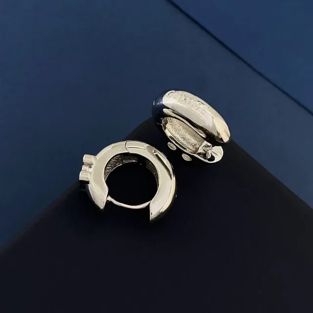 Pavé-Set Logo Motif Hinged Hoop Earrings 2