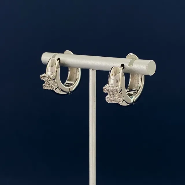 Pavé-Set Logo Motif Hinged Hoop Earrings 4