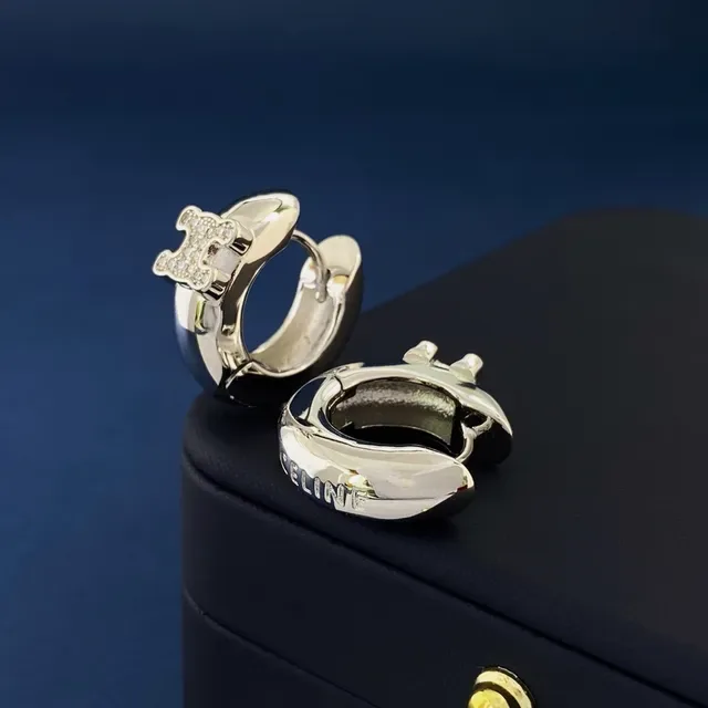 Pavé-Set Logo Motif Hinged Hoop Earrings 5