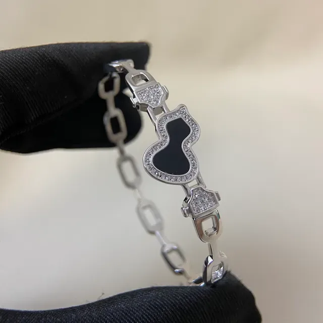 Pavé-Set Openwork Gourd-Link Silver-Tone Bracelet 5