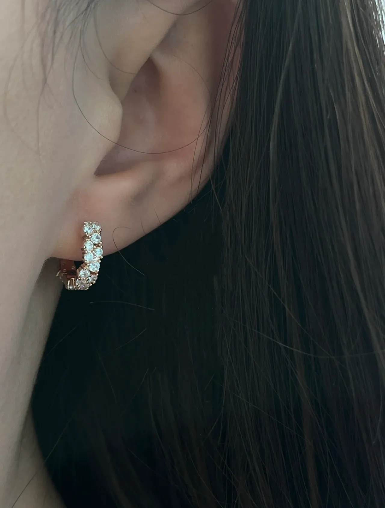 Pavé-Set Rose-Gold-Tone Hoop Earrings 4