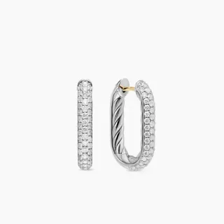 Pavé-Set Twisted Wire Hinged Hoop Earrings