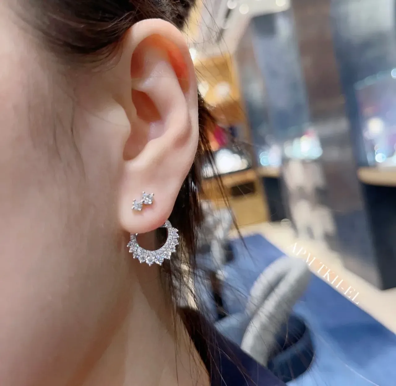 Pavé-Stone Open Hoop Dangle Earrings 2