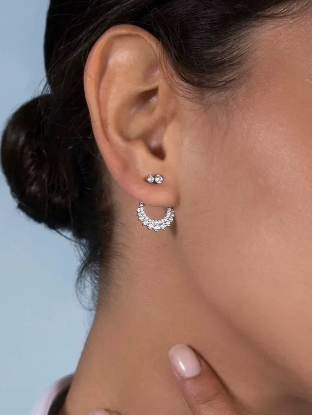 Pavé-Stone Open Hoop Dangle Earrings 3