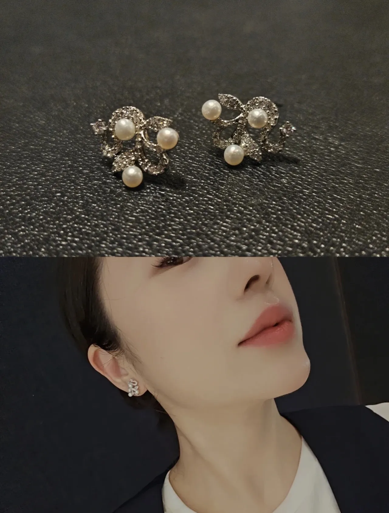 Pearl and Crystal Floral Motif Drop Earrings 4