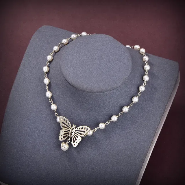 Pearl-Beaded Gold-Tone Butterfly Pendant Necklace 4