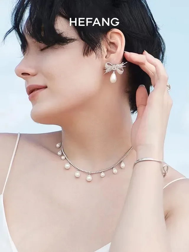Pearl Drop Pavé Crystal Choker Necklace 2
