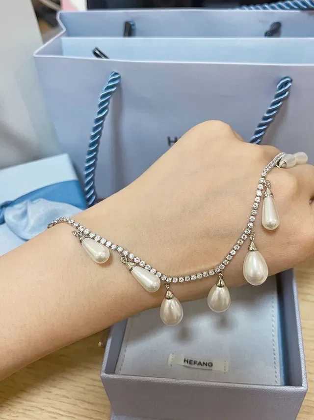 Pearl Drop Pavé Crystal Choker Necklace 9