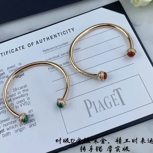 Piaget Possession Gold and Red Cabochon Rotating Cuff Bracelet 8