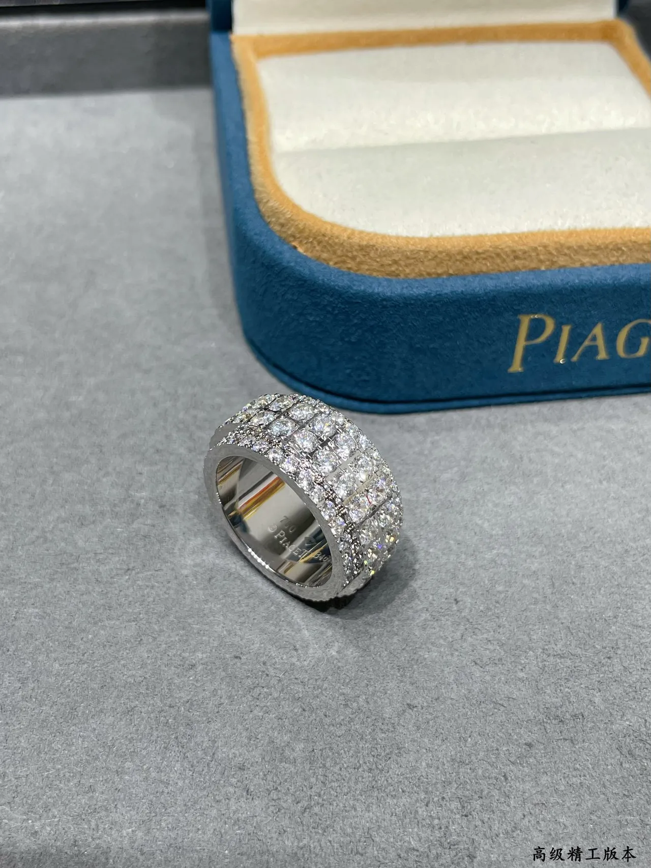 Piaget Possession Silver Gold Wide Pavé Band Multi-Row Diamond Setting Ring 3