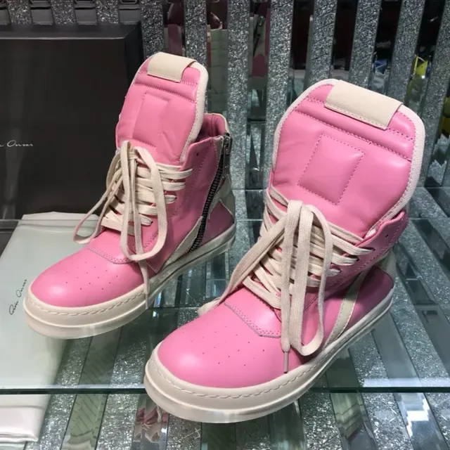 Pink and Beige High-Top Lifestyle Sneakers 2