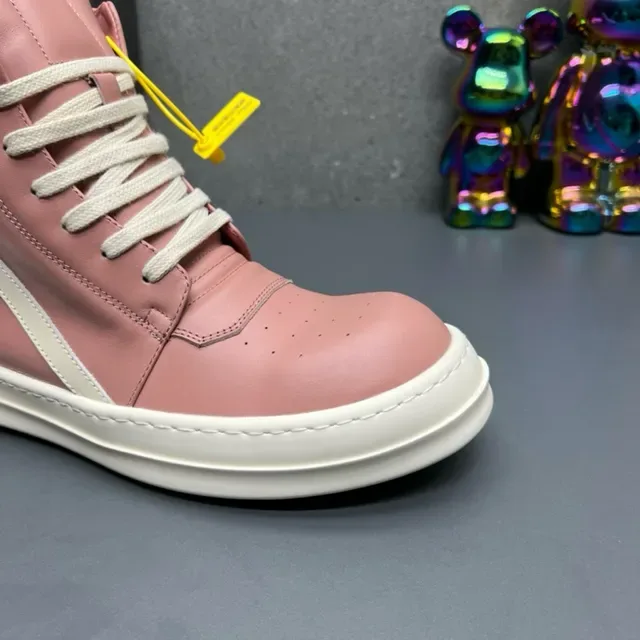 Pink and Cream High-Top Leather Sneakers 7