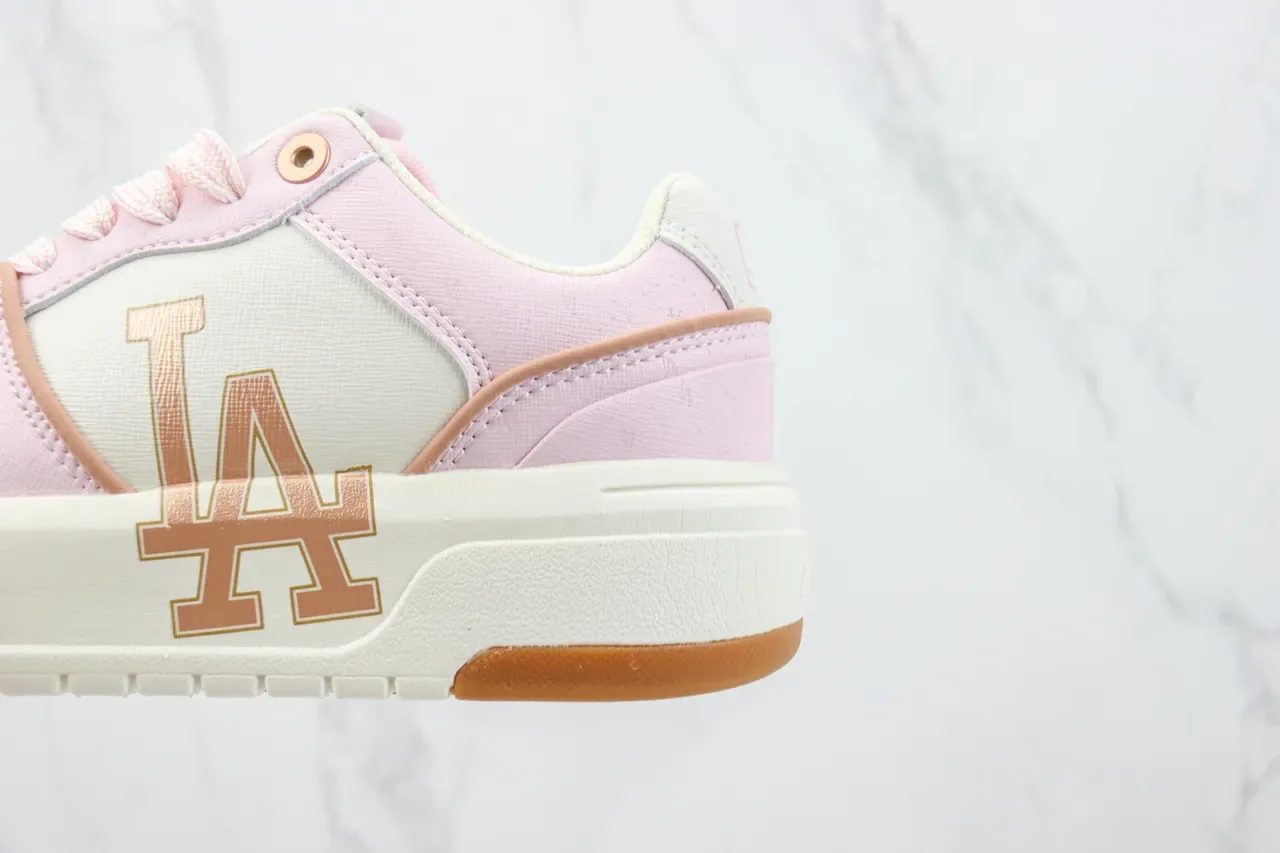Pink Beige Platform Sole Mixed-Material Upper Sneakers 7