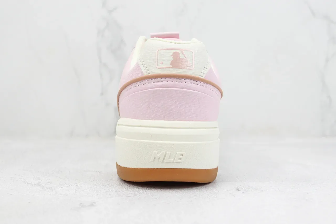 Pink Beige Platform Sole Mixed-Material Upper Sneakers 9