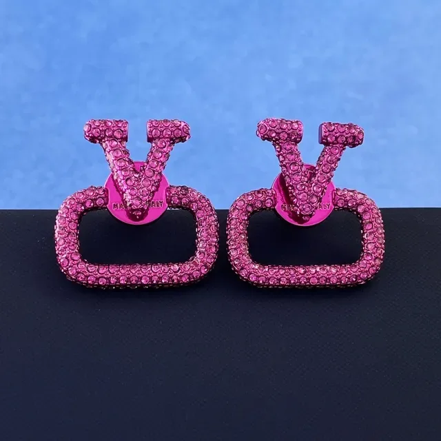 Pink Crystal-Encrusted Heart-Shaped Hoop Earrings 3