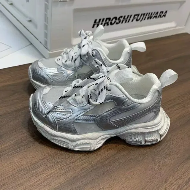 Pink Silver Oversized Silhouette Sculpted Sole Chunky Sneakers 4
