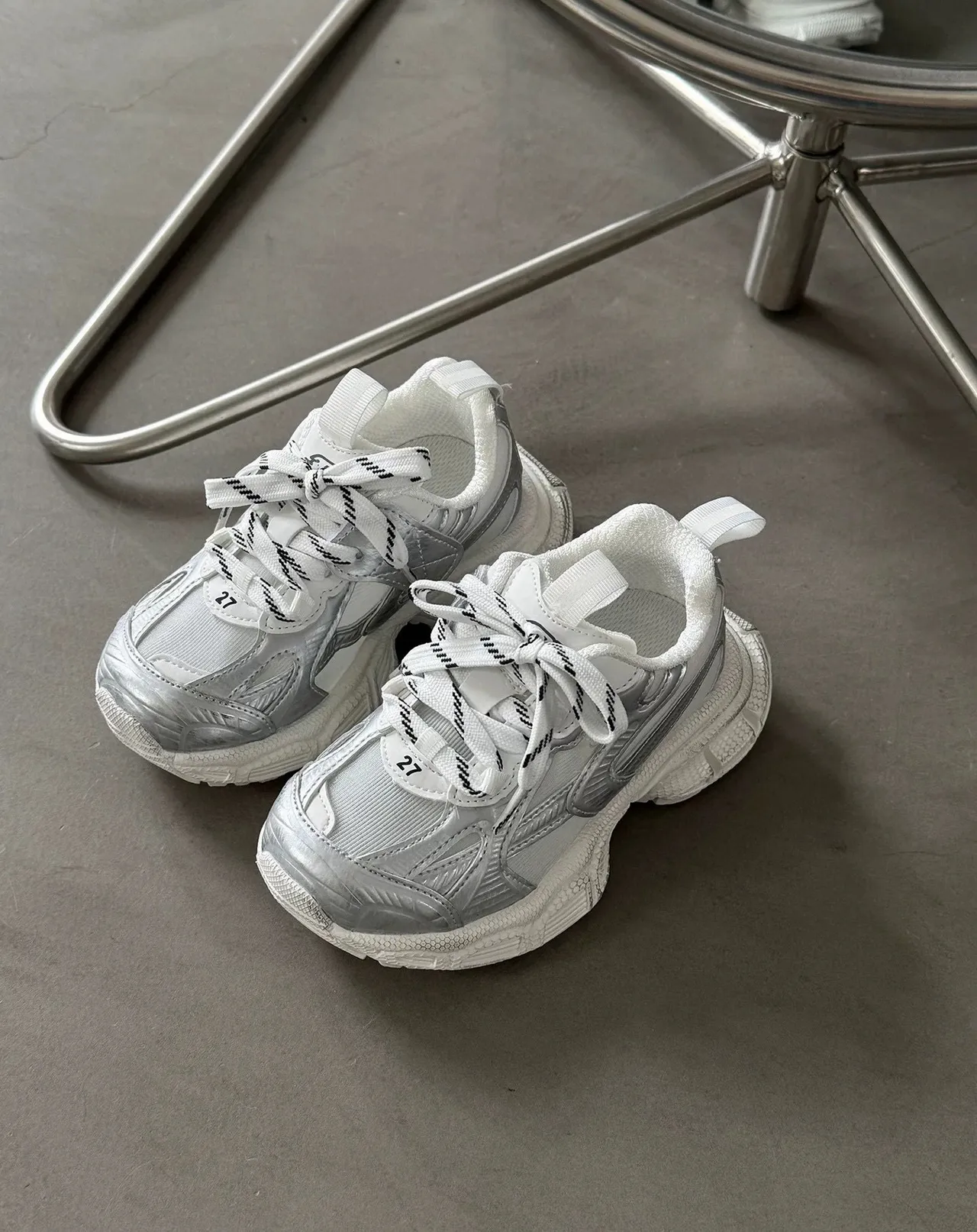 Pink Silver Oversized Silhouette Sculpted Sole Chunky Sneakers 16