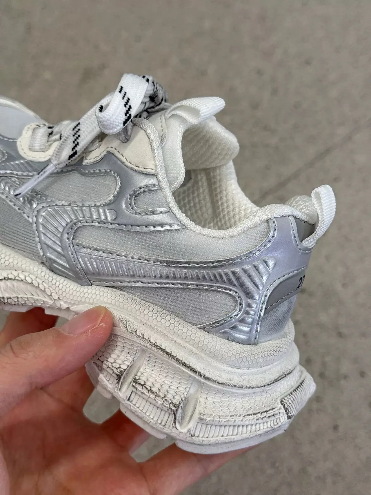 Pink Silver Oversized Silhouette Sculpted Sole Chunky Sneakers 19