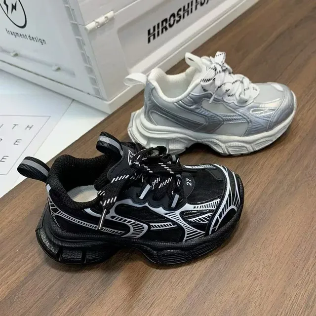 Pink Silver Oversized Silhouette Sculpted Sole Chunky Sneakers 24