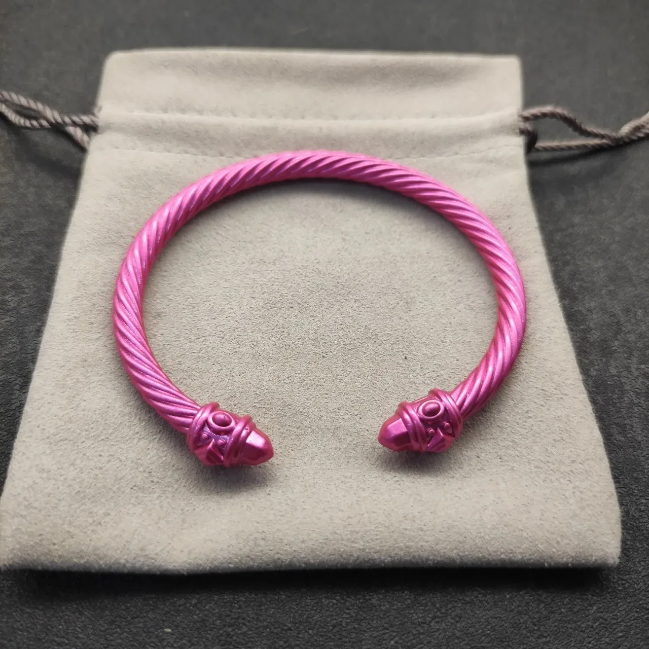 Pink Twisted Cable Open Cuff Jewelry 3