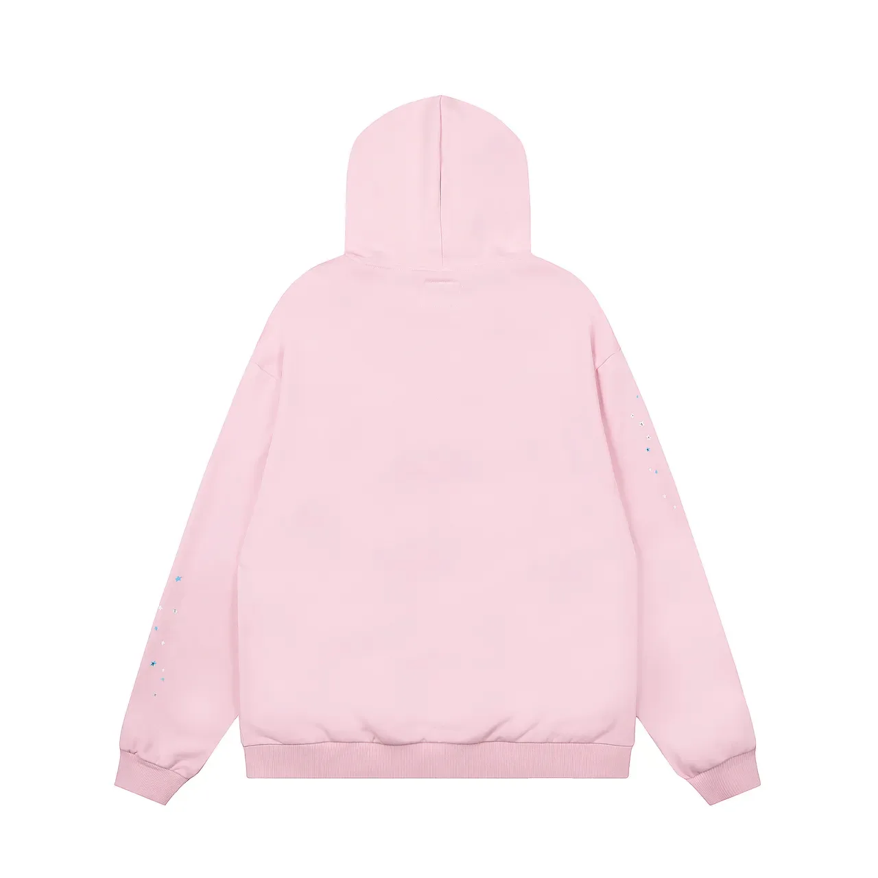 Pink White Oversized Fit Screen-Printed Spiderweb Graphic Hoodie 3