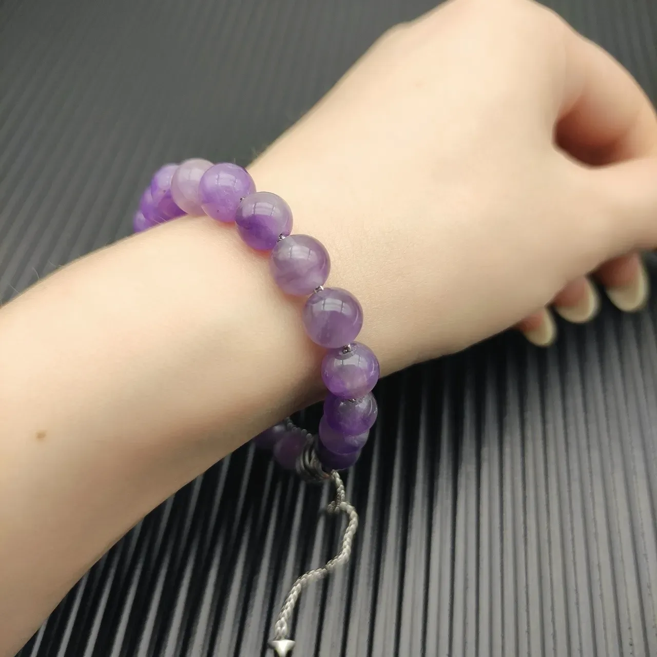 Purple Silver Beaded Amethyst Bracelet 3