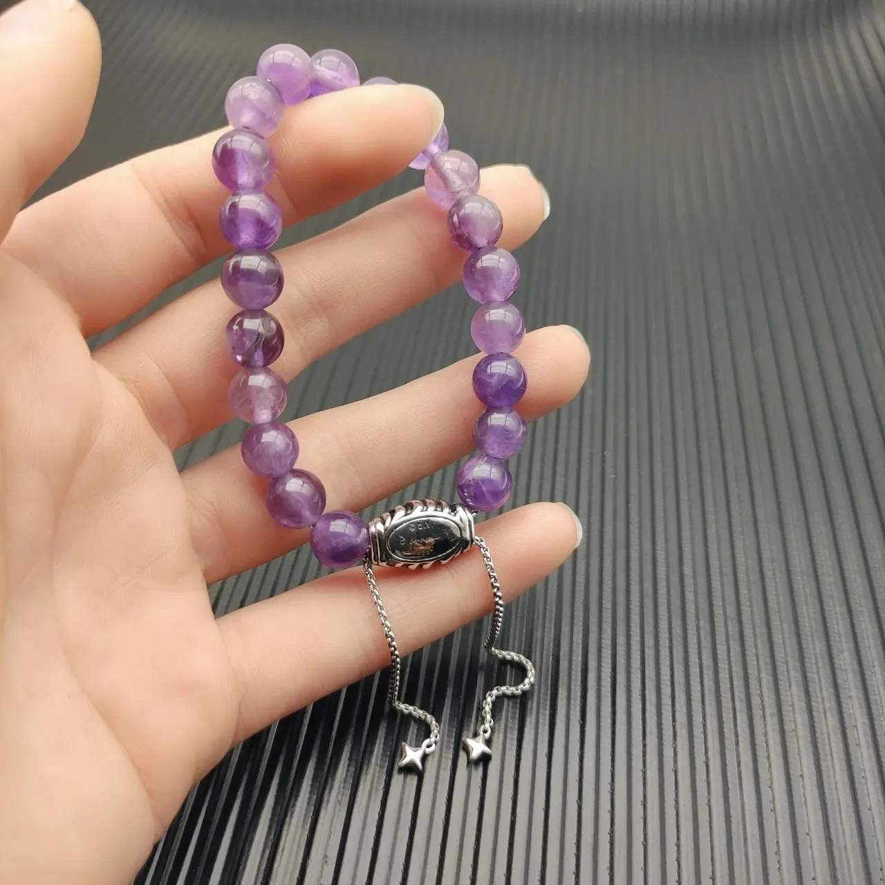Purple Silver Beaded Amethyst Bracelet 5