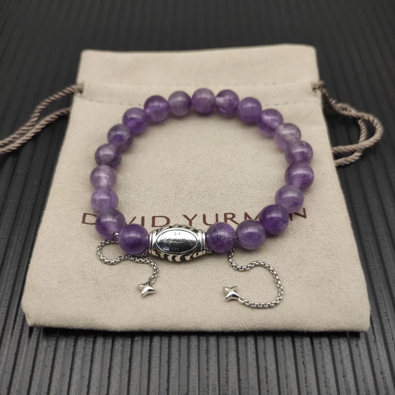 Purple Silver Beaded Amethyst Bracelet 6