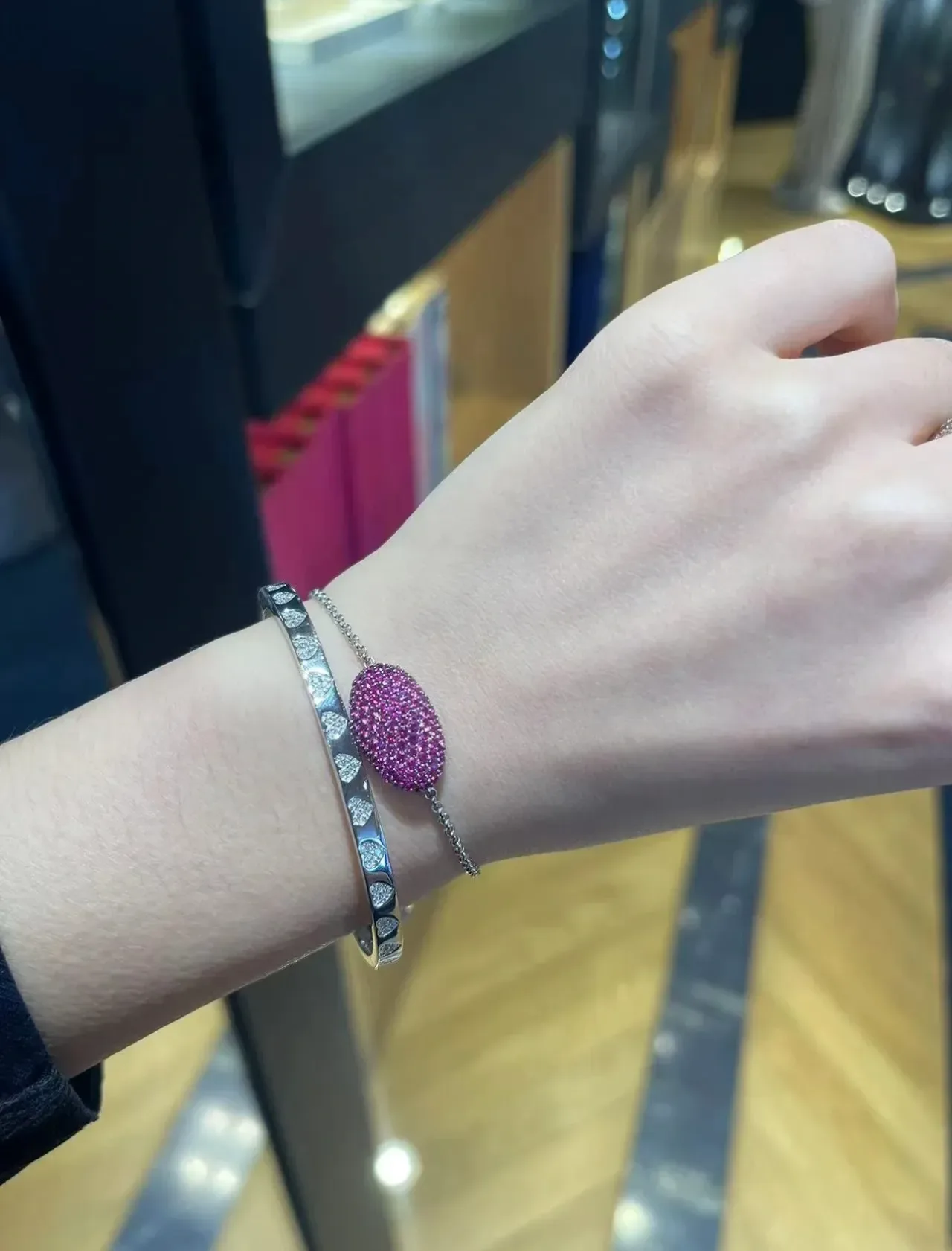 Purple Silver Pavé-Set Square Charm Bracelet 2