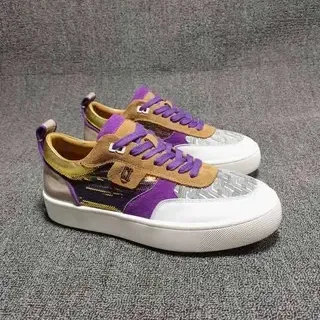 Zapatillas low-top de material mixto morado, beige y blanco