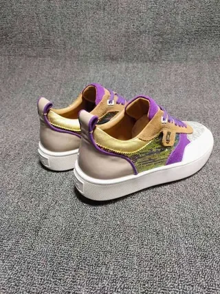 Purple Tan White Mixed-Material Low-Top Sneakers 8