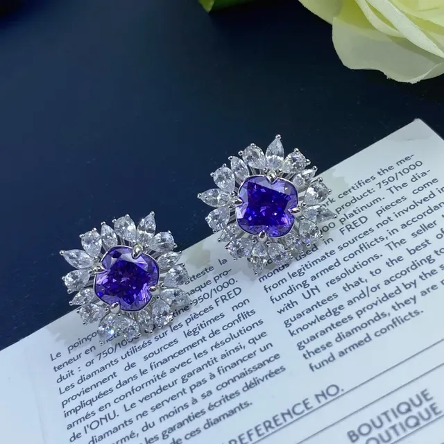 Purple White Halo Cluster Marquise-Cut Surround Ring 4