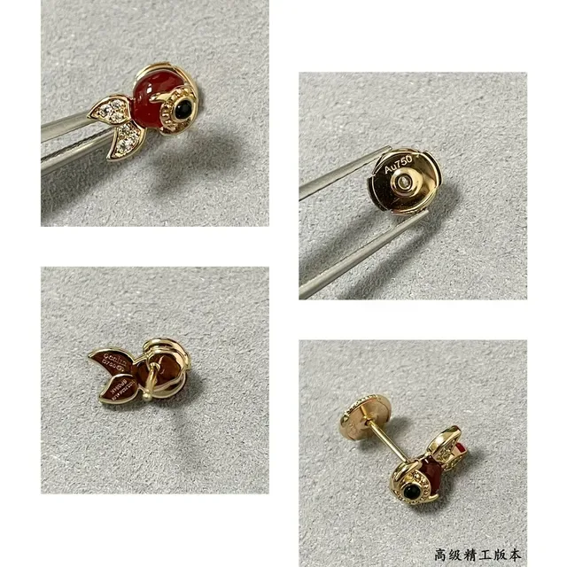 Qeelin Fish-Shaped Enamel and Diamond Stud Earrings 2