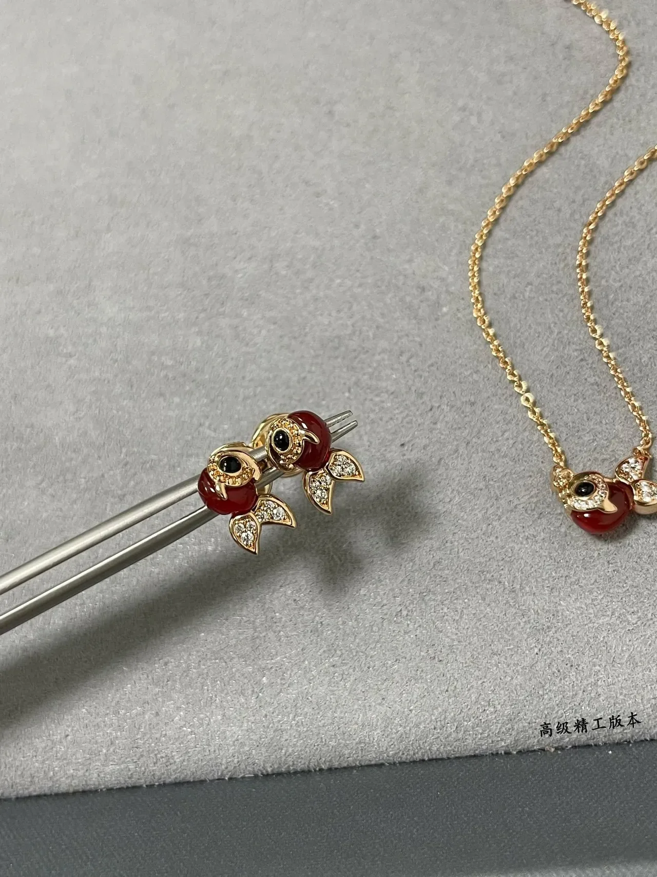 Qeelin Fish-Shaped Enamel and Diamond Stud Earrings 3
