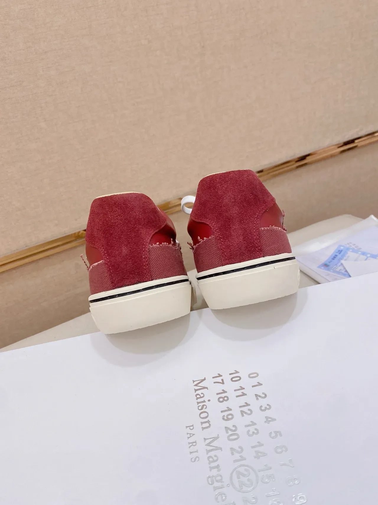 Red Canvas Distressed Patch Platform Sneaker 3