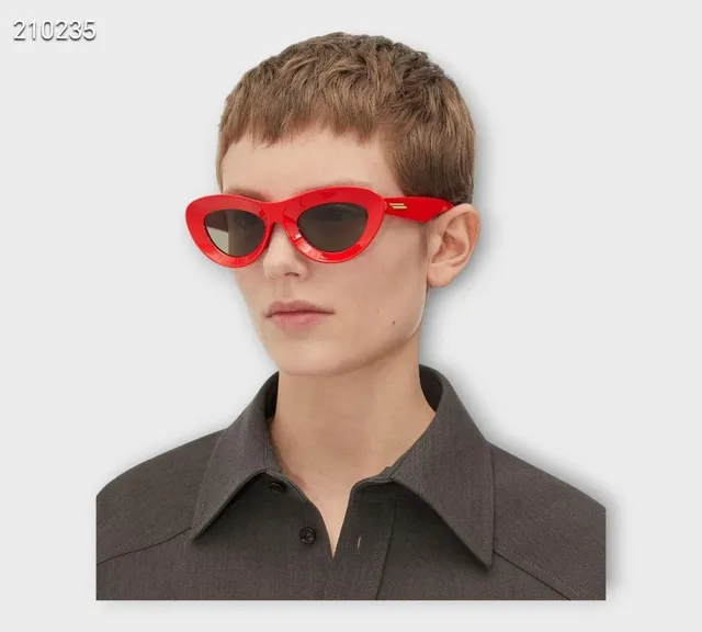 Red Cat-Eye Glossy Acetate Sunglasses 5
