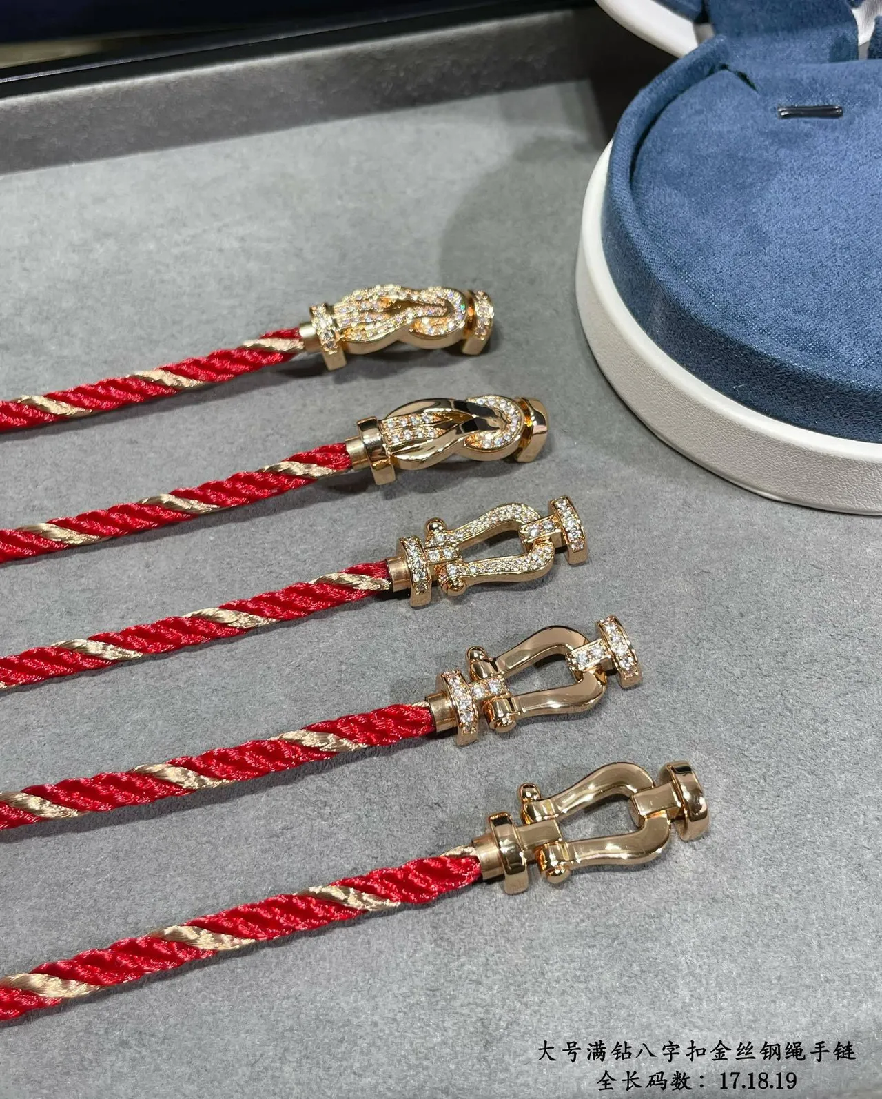 Red Gold Braided Cord Pavé Crystal Clasp Bracelet 2