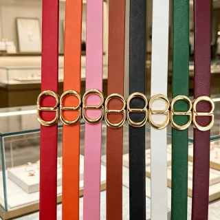 Red Gold Narrow Strap Pointed Ends Leather Belt