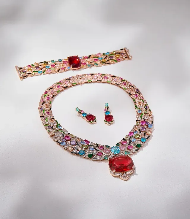 Red Multicolor Multi-Gemstone Cushion-Cut Focal Stone Earrings 4