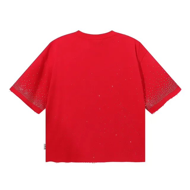 Red Silver Oversized Fit Graphic Print T-Shirt 2