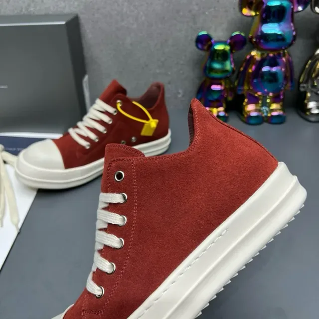Red White Suede Upper Contrast Toe Cap Sneakers 5