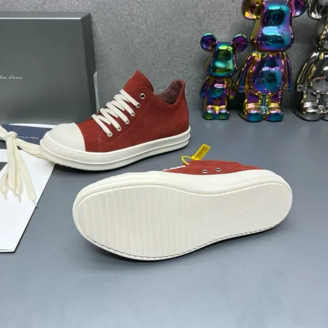 Red White Suede Upper Contrast Toe Cap Sneakers 6