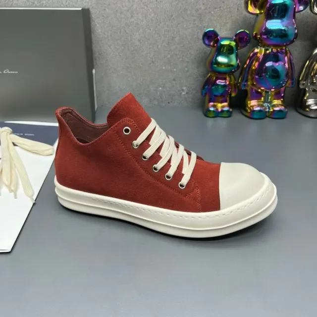 Red White Suede Upper Contrast Toe Cap Sneakers 7