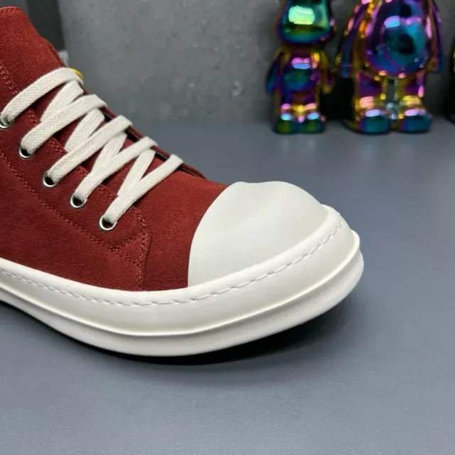 Red White Suede Upper Contrast Toe Cap Sneakers 8