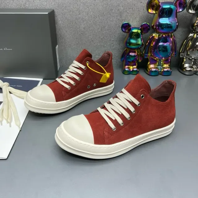 Red White Suede Upper Contrast Toe Cap Sneakers 9