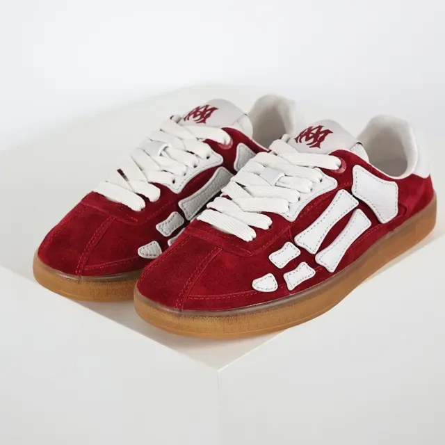 Red White Suede Upper Geometric Overlays Sneakers 2