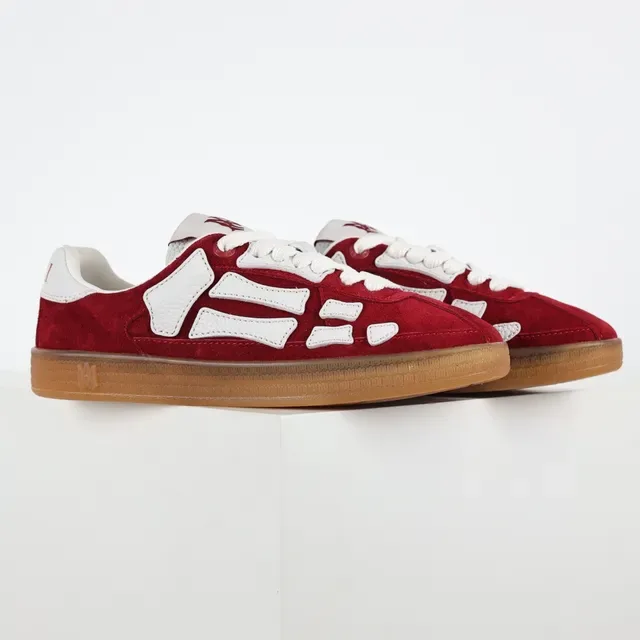 Red White Suede Upper Geometric Overlays Sneakers 3